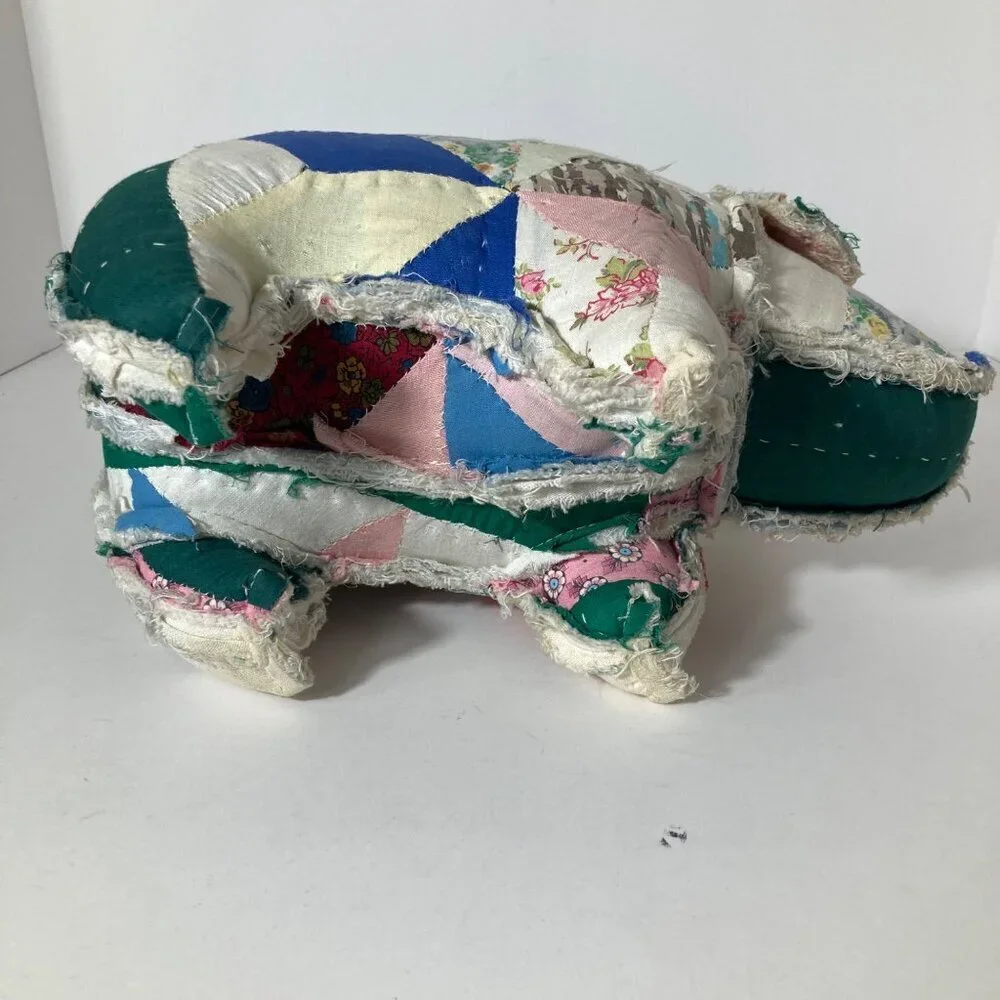 Vintage Handmade Quilted Pig Stuffed Animal 9 x‎ 12